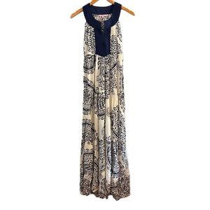 Calypso St. Barth Navy & Ivory Tiered Maxi
Size XS